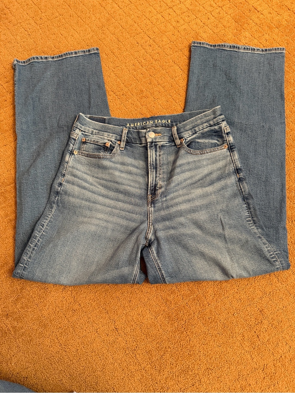 American Eagle Super High Rise Baggy Straight Jeans Size 10 Long
